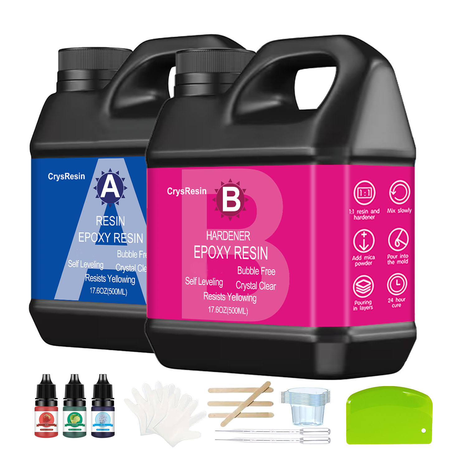 Resin Art Kit With Molds - Kristal Berraklığında Epoksi Reçine 1:1 Kiti