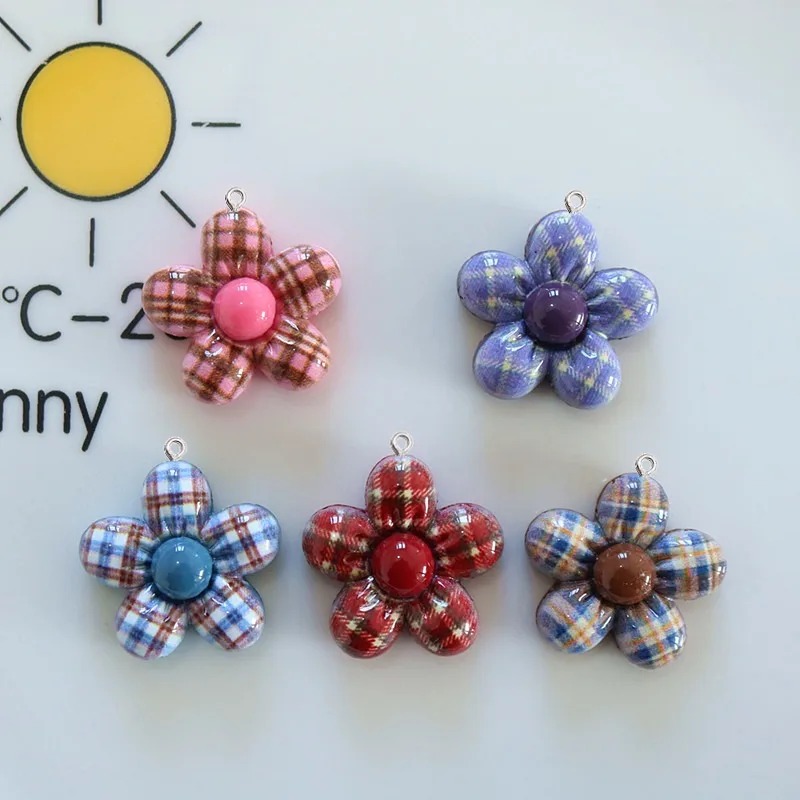 Resin Art Craft - 10 adet tatlı çiçek düzlemsel reçine
