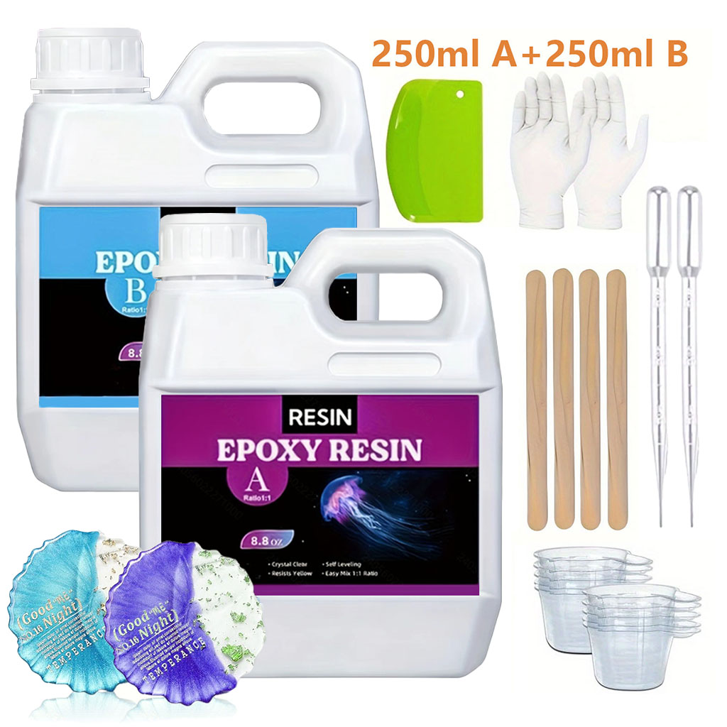 Resin Art Kit With Molds - 125ml/250ml Kristal Berraklığında Döküm Reçine Kiti,