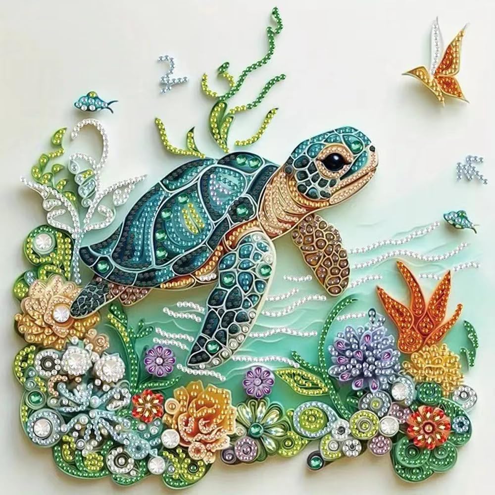 Resin Art Flowers - Deniz Kaplumbağası Hayvan Figürlü Elmas Boyama