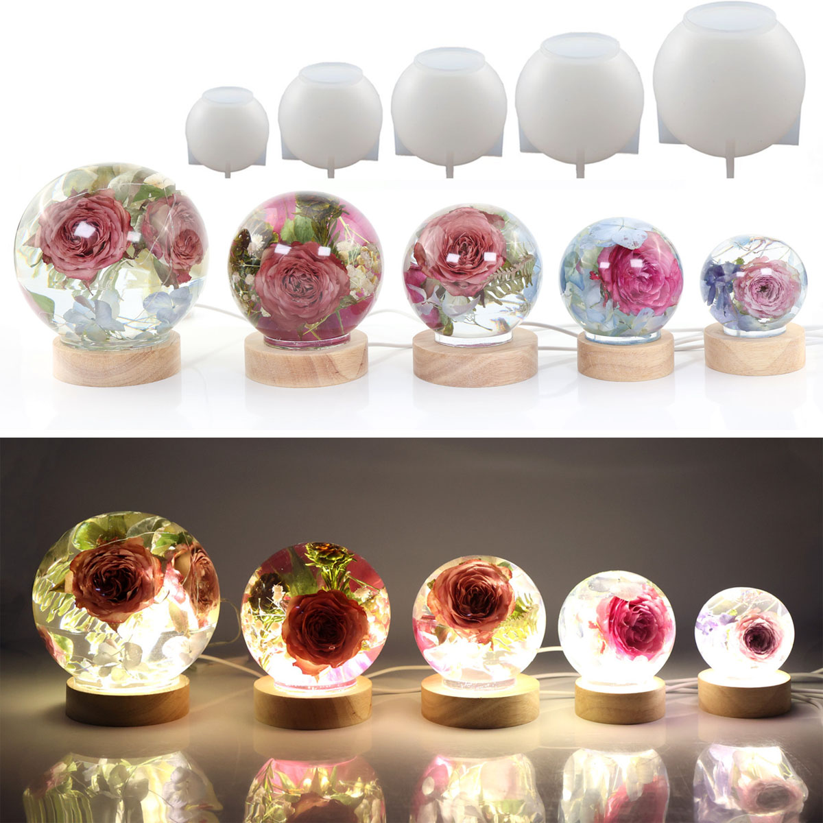Resin Art Kit With Molds - 65-120mm Küre Topu silikon kalıp Kuru