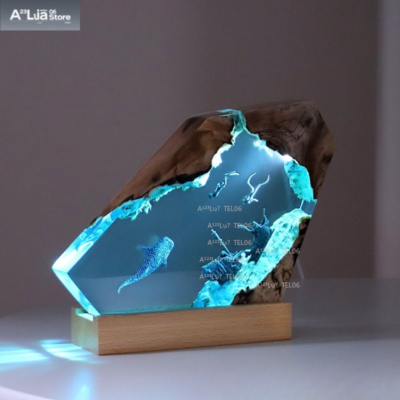 Resin Art With Wood - Ahşap Reçine Gece Lambası Okyanus Sanatı