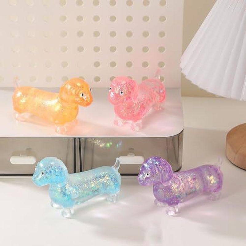 Resin Art Tools - Parıltılı Dachshund Yumuşak Esnek Sıkma Oyuncağı
