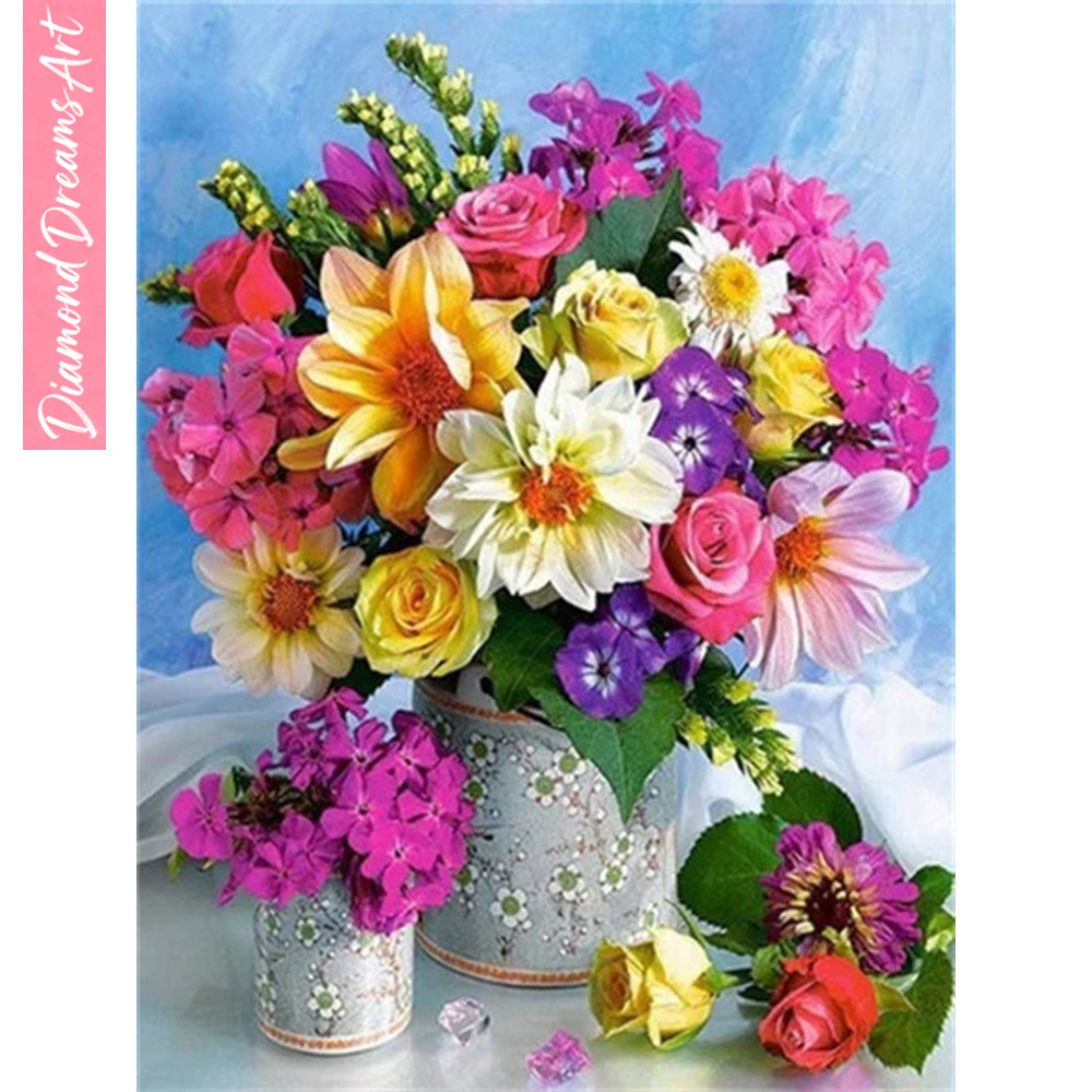 Resin Art Flowers - Tam Elmas Mozaik Çiçek 5D Elmas