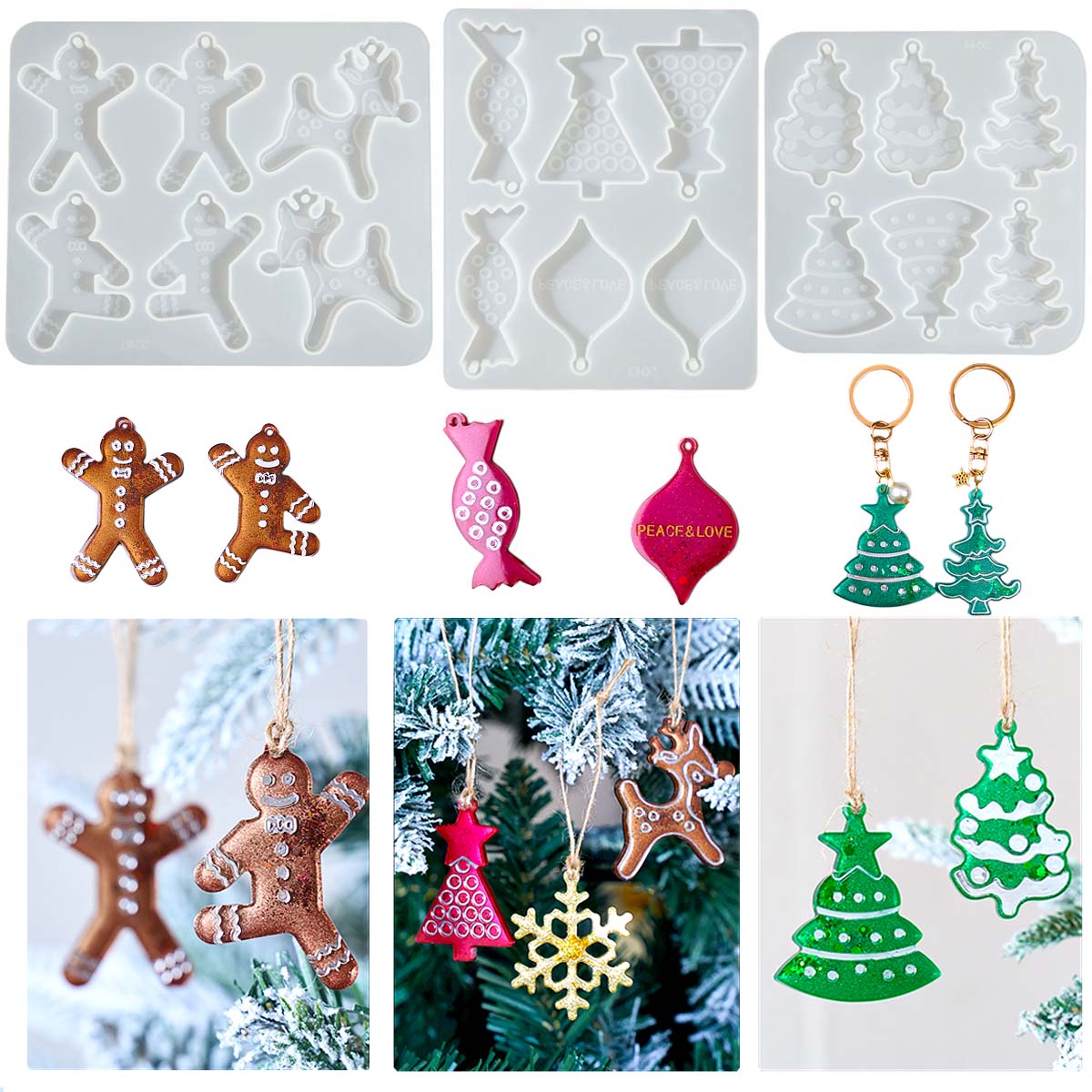 Resin Art Kit With Molds - Noel Serisi Küpe Kolye Silikon Kalıp