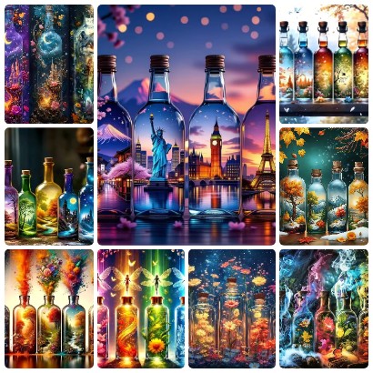 Resin Art World - Sihirli Şişe Manzarası Elmas Boyama, Dünya