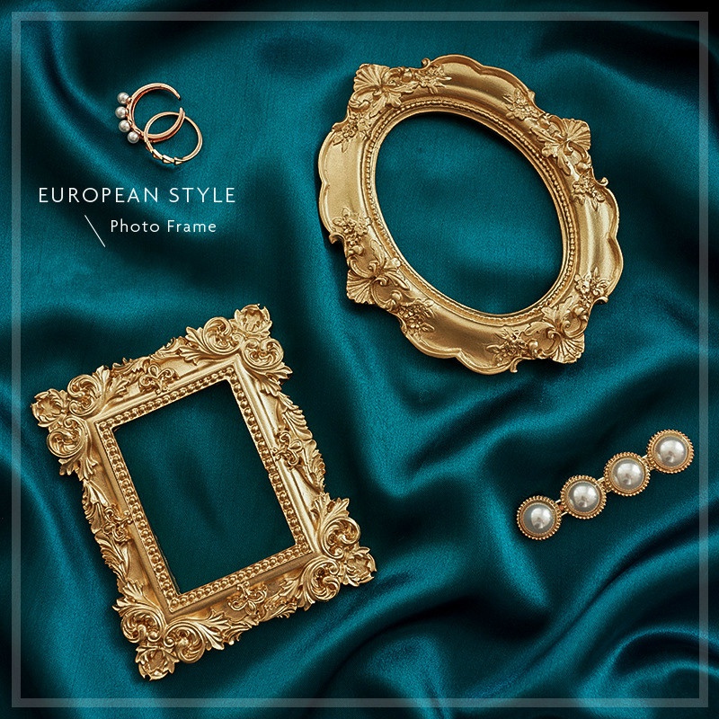 Resin Art Photo Frame - Altın Retro Fotoğraf Çerçevesi Nail Art