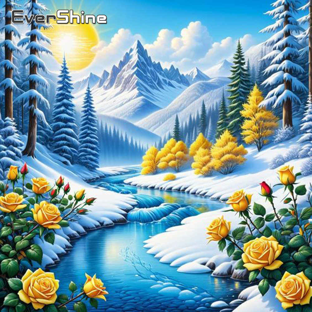 Resin Art Flowers - Evershine Nehri Elmas Boyama Manzara Yeni
