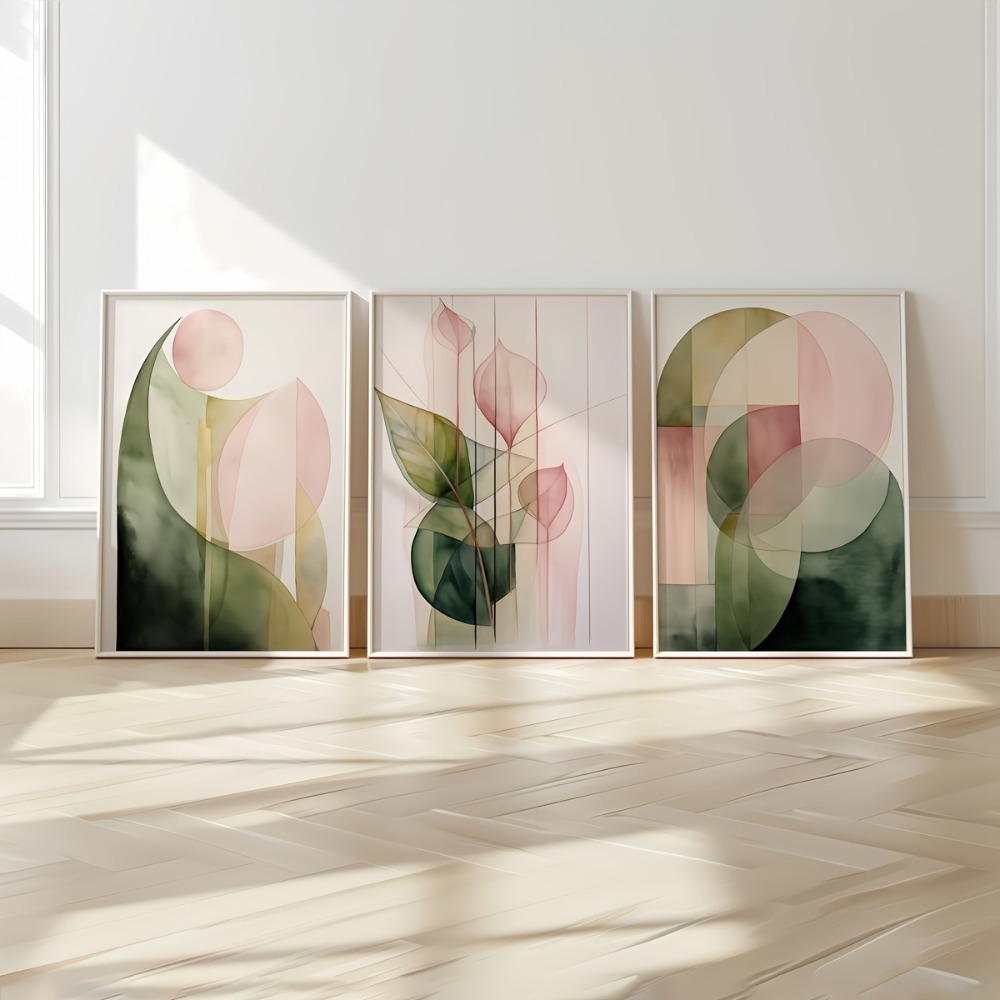 Resin Art Aesthetic - ​ Çerçevesiz Modern Yeşil Pembe Soyut