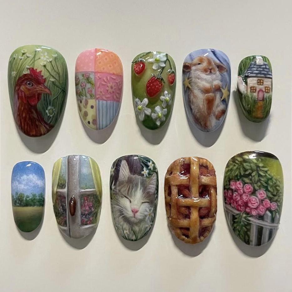 Resin Art Flowers - 24 Adet Pastoral Tarz Badem Şeklinde