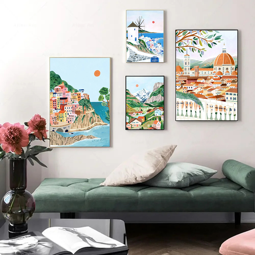 Resin Art World - Dünya Seyahat Şehir Posteri Manzara Yunanistan
