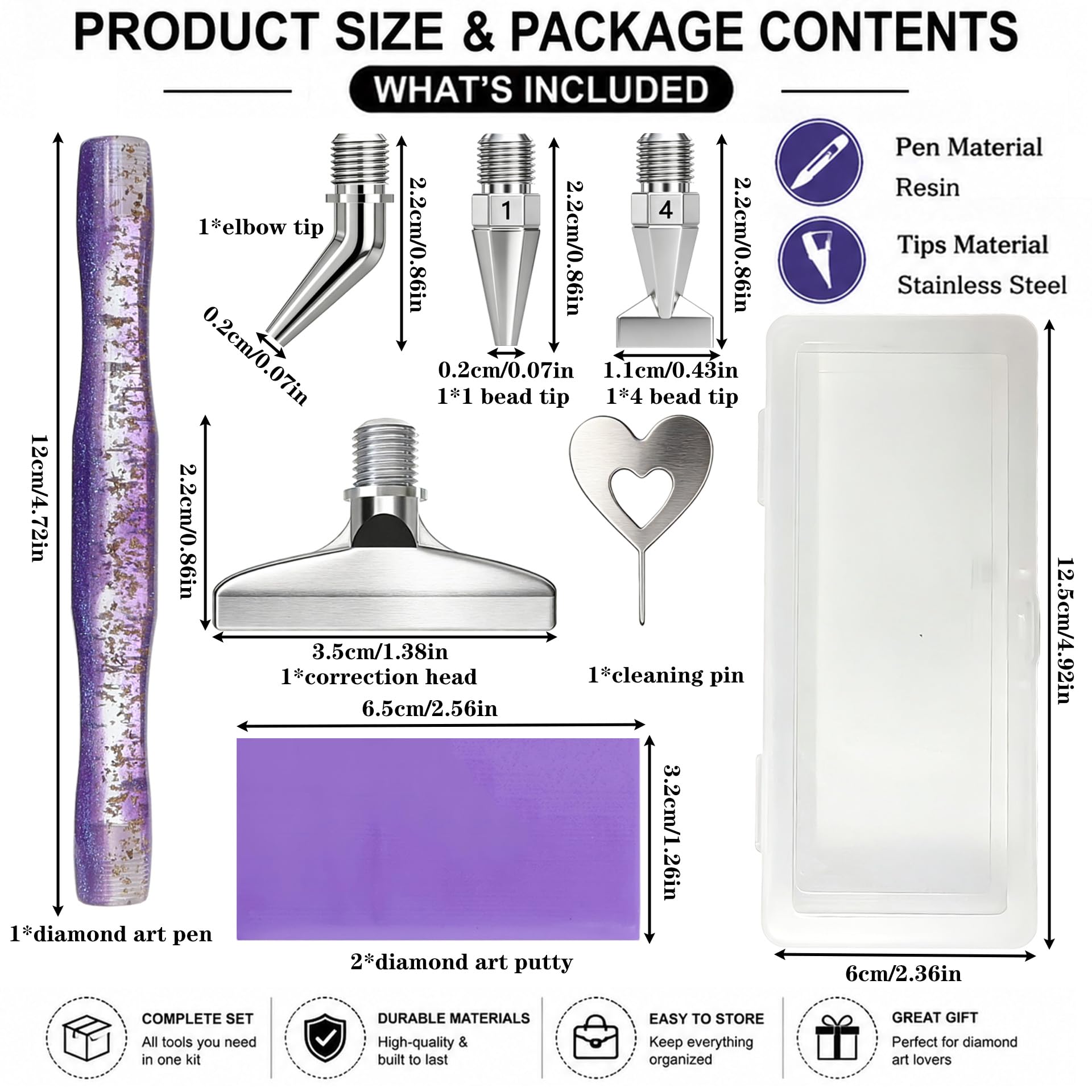Eğimli uçlu elmas boyama kalem - Resin Art Tools incelemesi ve fiyatı