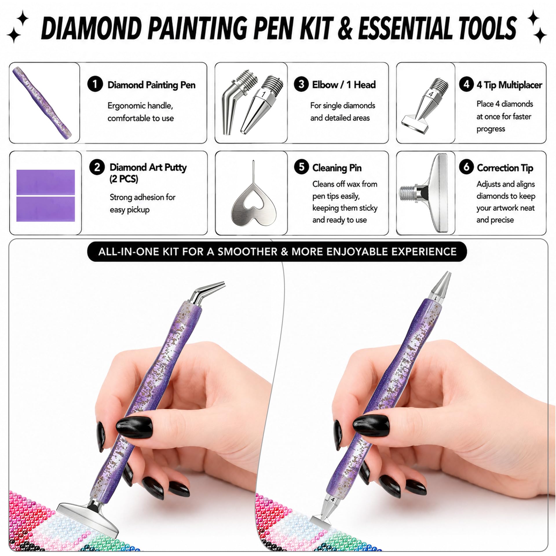 Eğimli uçlu elmas boyama kalem - Resin Art Tools incelemesi ve fiyatı